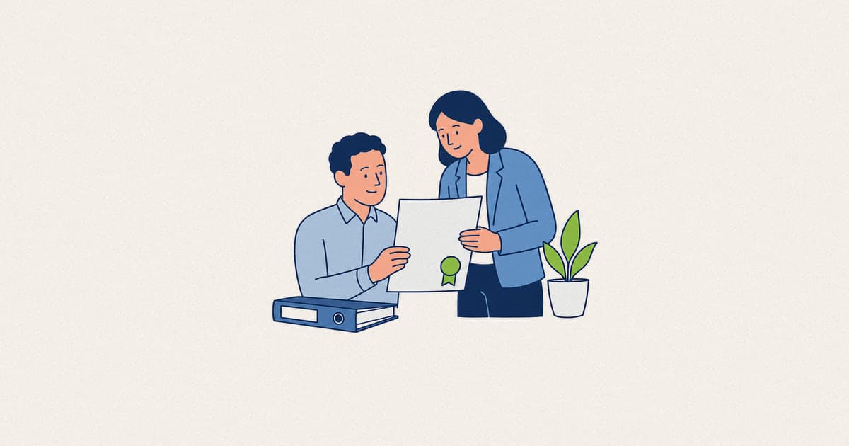 Employer reviewing a Bill 96 francization certificate with a colleague