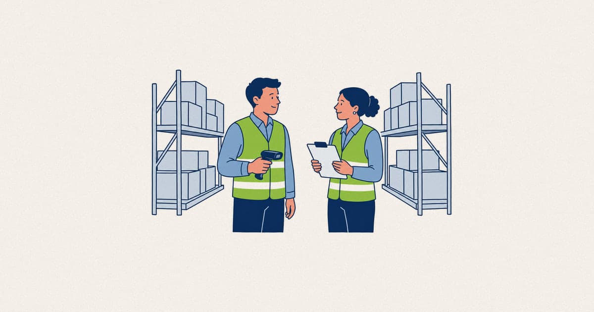 Deux employés en conversation dans un entrepôt, la marque employeur vécue au quotidien