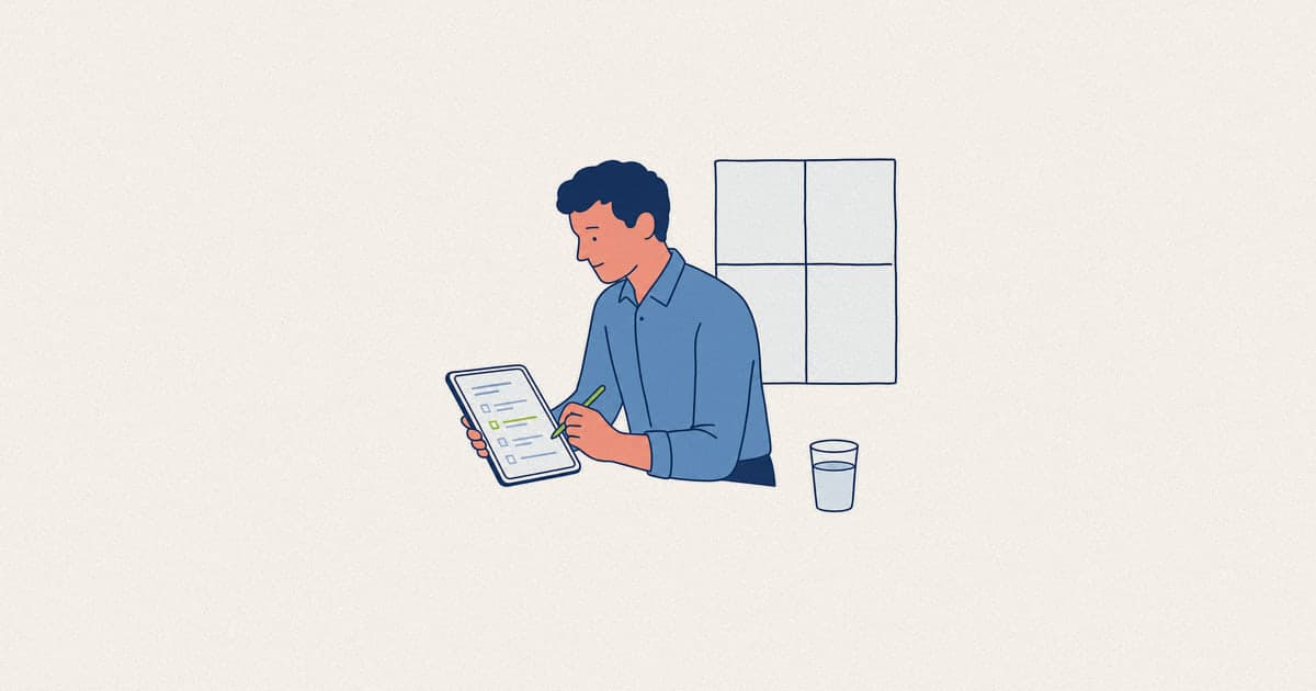 Candidat remplissant un test psychométrique sur tablette avant une entrevue