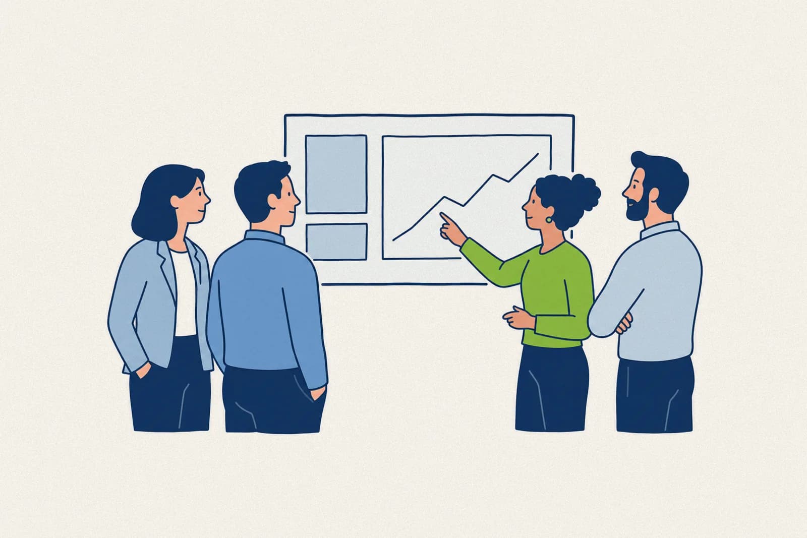 Rencontre de gestion devant un tableau de bord où le taux de roulement est décomposé