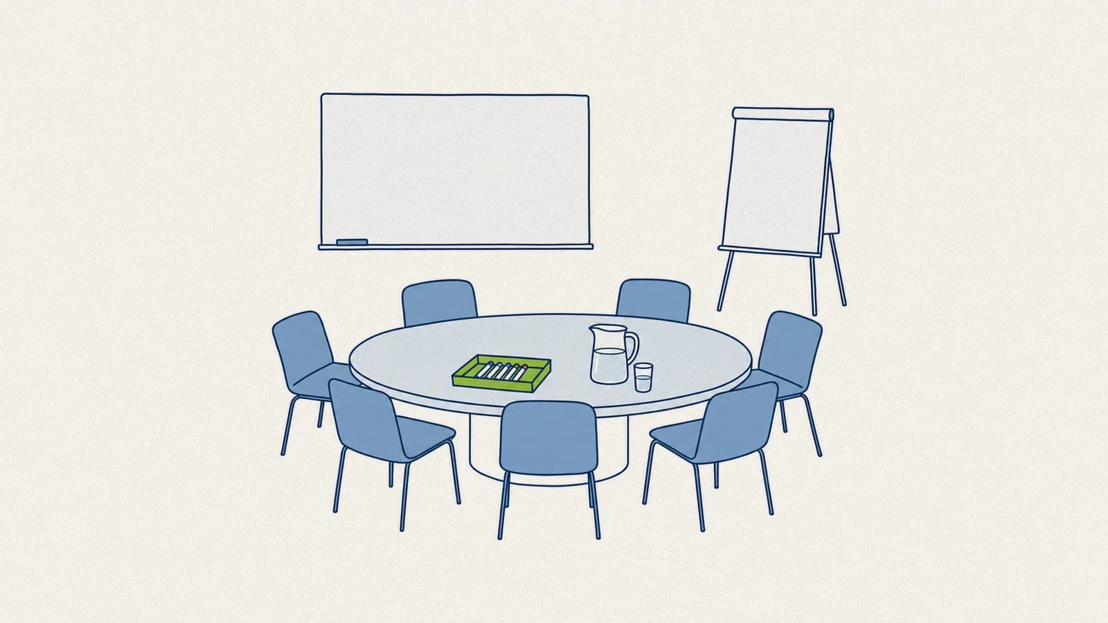 A working room set up for a strategic planning offsite away from the office